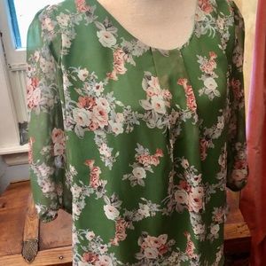 Modcloth Anthropologie green floral top